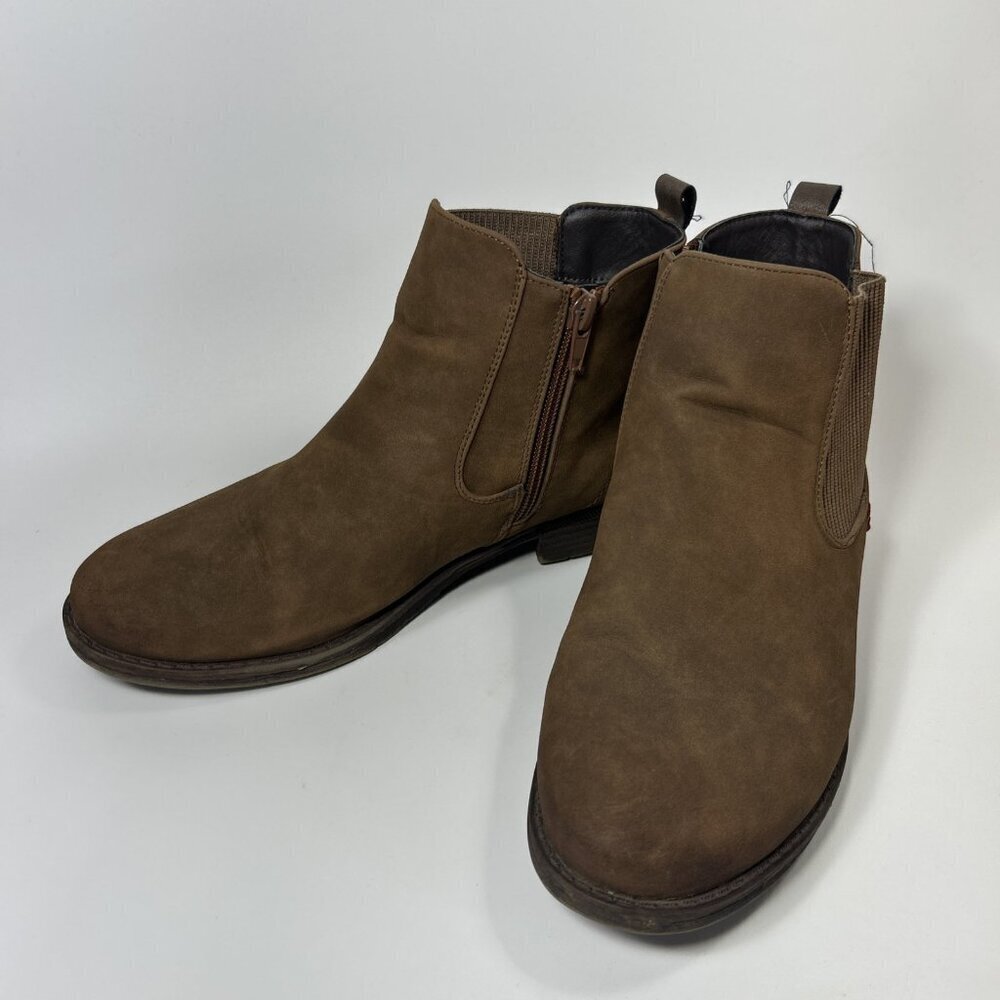 Romika 39 Chelsea Boot Brown Small Block Heel Zip Up Slip On.
